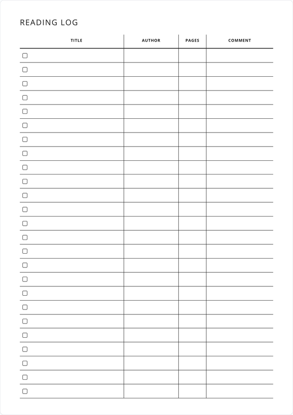 Reading Log Preview